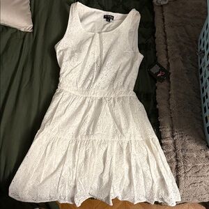 Chic White Eyelet Mini Dress